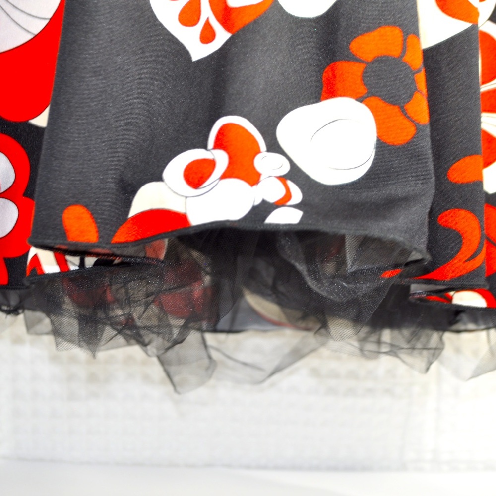 NWT Love Tease Bold Floral Black Red And White Halter Dress Women’s Size Large - Picture 4 of 8